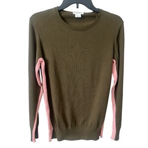 SKFK Mara Olive Green with Pink Organic Cotton Round Neck Sweater NWT